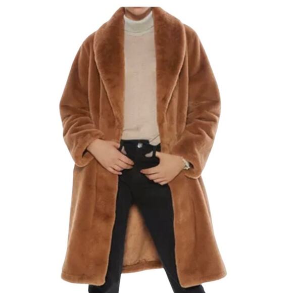 APPARIS Women's Faux Fur Vegan Belted Coat in Camel Size Large NWT MSRP $340 - Picture 10 of 13
